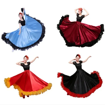 Hispaania Naiste Flamenco Kleidid Seelikud Bigdance Tantsu Kostüümid Mustlane Kiik Seelikud Koori Staadiumis täitmiseks Kostüümid Naine