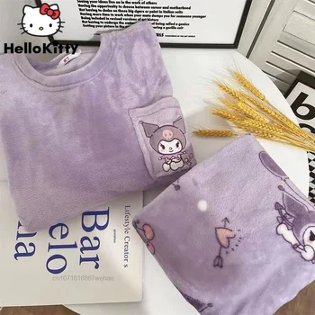 Sanrio Kuromi Pidžaama Püksid Minu Meloodia, Pochacco Hello Kitty Armas Casual Fashion Sügis-Talve Palus Paksenenud Sobitamine Määrab Daam