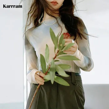 Karrram korea Fashion Disainer Tie Dye Silma Topid Y2k Esteetiline T-särgid Cottagecore Jaapani Harajuku Basic Tshirts