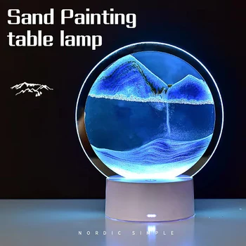 Liusha Kunsti Tabel Lamp RGB Värviline Värvi Muuta Raba Maali Valgustid Creative 3D Liivakell Lambid, Laua Käsitöö