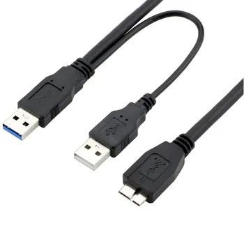 Kebidu Dual USB 3.0 A-Micro-B USB 3.0 Y Kaabel HDD Juhul Arvuti Kaabli Ühenduspesa Pikkus 50cm 100CM