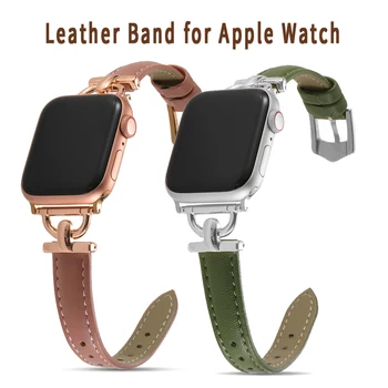 Nahast Slim Watchband Apple Watch Band 41MM 45MM 40mm 44mm 38mm 42mm Seeria 7 SE 6 5 4 3 2 1 Naine Õhuke Correa Randmepaela