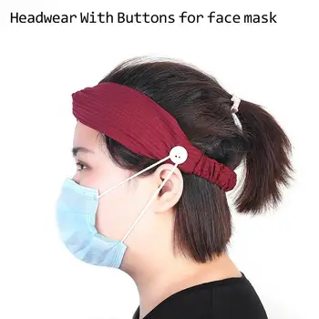 Naised Mehed Plain Turban Peapaelad Elastne nöör, millel Nupud Suu Mask Omanik Täiskasvanute Hairband Näo Mask Fikseeritud Laiendatud