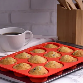 12 Süvend Silikoon Kook Hallituse Muffin Cup Kook Bakeware Fondant Cupcake Muffin Hallituse Küpsiseid, Šokolaadi Muffin Hallituse, Küpsetamine, Tööriistad