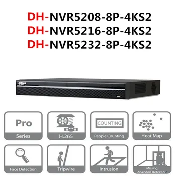 Dahua POE NVR NVR5208-8P-4KS2 NVR5216-8P-4KS2 NVR5232-8P-4KS2 8/16/32 8 AHELS PoE 4K&H. 265 Pro Network Video Recorder