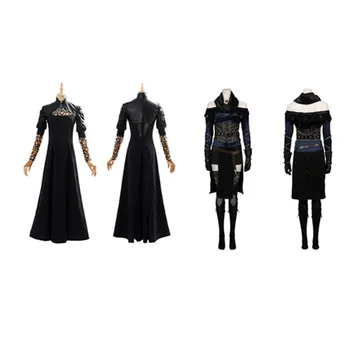 Yennefer Cosplay Kostüüm Must Pikk Kleit Ühtne Kaelakee Varustus Täiskasvanud Naiste Halloweeni Karneval Ülikond
