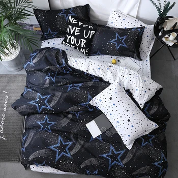 Black Star Kvaliteetne Voodipesu Komplekt tekikott voodi Korter leht padjapüür pehme Twin Ühe täielik kuninganna kuningas