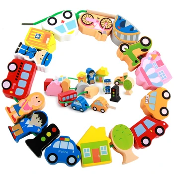 Beebi Mänguasjad Puidust Montessori Mänguasjad DIY Linna Threading Helmed String Nöörimine Puzzle Haridus, Käsitöö, Mänguasjad, Laste Lapsed teise lapse