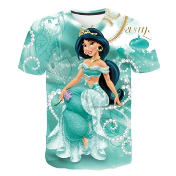 3D-Lapsed, Disney Printsess Jasmine T-Särk Prindi Tüdrukud Lapsed, Jasmiin Topid Lastele, Beebi Riided Disney Tshirts Teen Rõivad T-särk