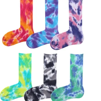 Fshion Tie-dye paks lõng Meeste ja naiste sokid Vaba aja veetmise Mugav Rainbow Art Tüdruk Sokid Daamid Õnnelik Lühike Paari Sokke