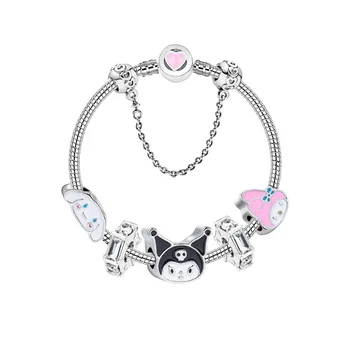 Kawaii Sanrio Pandora Käevõru Tüdrukute Hello Kitty Kuromi Kaneel Armas 925 Hõbe Tarvikud, Mood DIY Pärlitest Käevõru