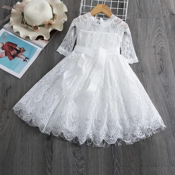 Elegantne Pitsiline Kleit Valge Tüdrukud Tseremoonia Ametliku Pulm Kleit Poole Võistlused Kostüüm Kleit Kleidid Printsess Kleit Laste Uus Aasta
