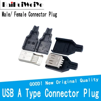 10tk/PALJU USB DIY USB 2.0 Pesa Pistiku Tüüpi Mees 4-Pin Ühendamine Adapteri Pesa Joota Tüüp Must Plastik Kest Mees/ Naine