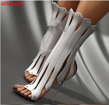 unikaalne disain cut-outs segast kingad naistele 14cm super õhuke kõrge kontsaga multi-värv vabatahtlik sandaalid mood Saint Seiya kingad