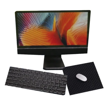 Mänguasi Mudel Desktop Mini PC Arvuti w/ Klaviatuur, Hiir 1/12 Mannekeeni Maja elutuba Office Aksessuaar Lapsed Rolli Mängida Komplekt