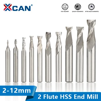 XCAN HSS Metall-Lõikur, 2 Flööti Milling Cutter 2-12mm HSS End Mill Alumiinium Milling Tool CNC Masin Ruuteri Bit