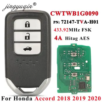 jingyuqin 72147-TVA-H01 Smart Remote Keyless fob Auto Võti Honda ACCORD 2018+ CWTWB1G0090 433.92 MHz 4A HITAG PKT NCF29A3M 3BTN