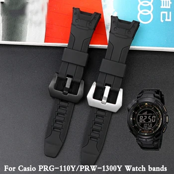 Meeste Käevõru Watchband Jaoks Casio PRG-110Y/PRW-1300Y Vaadata lint Must Silikoon Kummist kella Rihm