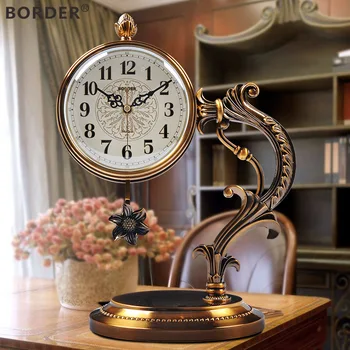 Euroopa kella, elutuba kellade kaunistused, kerge, luksuslik metallist kroomitud suure töölaua kella pendel