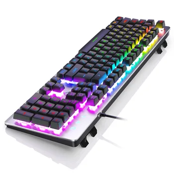 Gaming Klaviatuuri Mehaaniline Tunne, 104 Võtmed Juhtmega USB hääljuhtimine RGB Värvikas Taustavalgustusega Metallist Paneel Klaviatuuri ARVUTI Sülearvuti Gamer