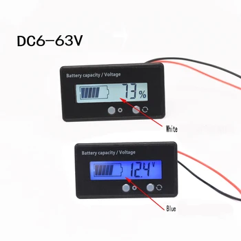 LCD-DC6-63V testimine pinge patareide ja akude kogus coulometer palju 3.2 3.7 V V liitium-12V plii-happe aku 24V 36V 48V
