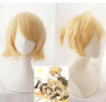 Anime Cosplay Vocaloid Kagamine Rin / Kagamine Len Lühike Blond Kuumakindel Juuksed Cosplay Kostüüm Parukas
