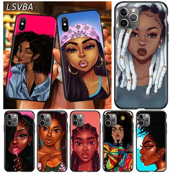 Afro Tüdrukud Kunsti Telefoni Puhul Apple iPhone 14 13 12 Mini 11 XS Pro Max X-XR 8 7 Plus SE 2020 Funda Must Kate Silikoonist Kest